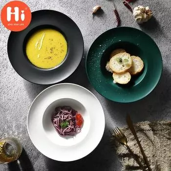 Привет, соломенная шляпа, тарелка с лапшой, керамическая тарелка для макарон, поднос для десерта, суповая тарелка, ресторанная кухонная посуда B