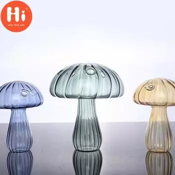 Привет, стеклянная ваза с грибами, бутылка для ароматерапии, креативное украшение для домашнего стола, орнаментHi жёлтый