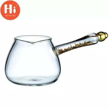 Привет термостойкая чайная чашка, стеклянная позолоченная ручка, чашка для ярмарки кунг-фу, посуда для напитков, прозрачный диспенсер для чая