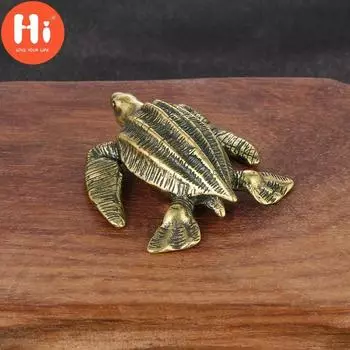 Привет, твердая латунь, фигурка морской черепахи, миниатюрный чай, домашнее животное, ремесло, настольный маленький орнамент, животное, украшение для дома, аксессуары, подарки для детей, привет