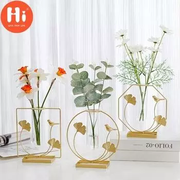 Привет Ваза для цветов в скандинавском стиле Элегантный стиль Элегантный стоячий золотой цветок Гидропонная вечеринка Стеклянная ваза Подарки Для дома Для домашнего украшения A