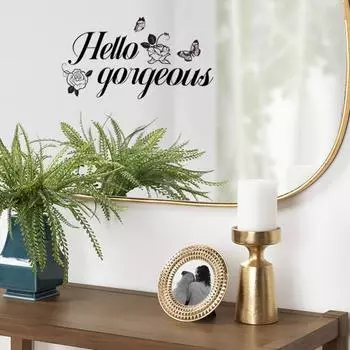 Привет, великолепный английский слоган, настенные наклейки, скандинавская спальня, фойе, зеркальный светильник, роскошный минималистичный стеклянный стикер для ванной комнаты 30x20cm чёрный