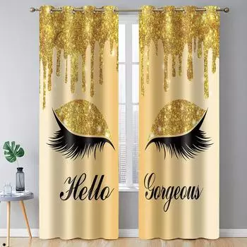 Привет, великолепный единорог, принт с ресничками, занавеска для спальни, гостиной, синяя/розовая, Cortinas, изготовленная на заказ 100W160H(CM)40x63in&Hook