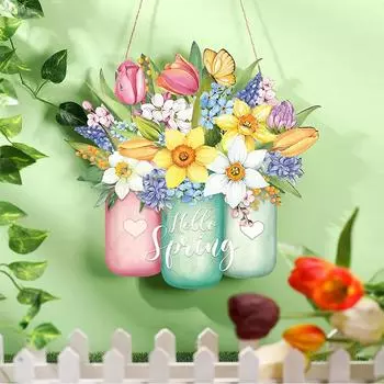 Привет, весенний цветок, дверной знак для весенних дверей, настенные украшения для дома