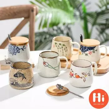 Привет винтажная кофейная кружка уникальная японская керамическая чашка в стиле ретро глиняная чашка для завтрака 380 мл A