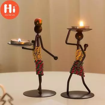 Привет винтажный металлический подсвечник ручной работы подсвечник креативный подсвечник ремесла миниатюрные подсвечники из кованого железа Декор A