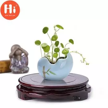 Привет вращающаяся деревянная основа, круглая керамическая подставка для вазы для цветов, каменный чайник, деревянная подставка с рамкой 1.0