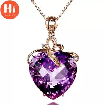 Привет женщин ожерелье кулон медный сплав циркон модный подарок фиолетовый