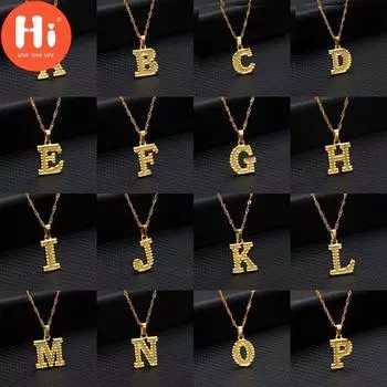 Привет, женские ожерелья с подвесками, ожерелье с начальной буквой, ожерелье-цепочка с подвеской A золотой