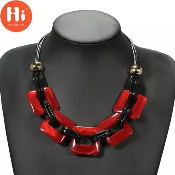 Привет, женское модное преувеличение, акриловое ожерелье, вечерние украшения, подарок подруге, индивидуальный свитер, цепочка красный