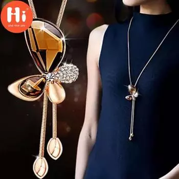 Привет Zricon цепочка-бабочка с кисточкой, кулон, инкрустированный костюм, украшение, ожерелье, ювелирные изделия синий