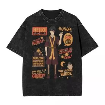 Привет, Зуко, здесь, Аватар, Легенда об Аанге, футболки, стираная хлопковая футболка, Принц Зуко, винтажная женская унисекс, уличная одежда, принтованные футболки L чёрный