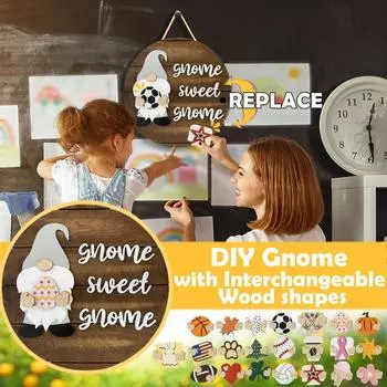 Приветственная табличка на дверной вешалке Gnome со сменными праздничными деталями для подарков чёрный