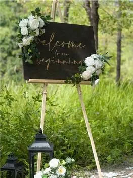 Приветственные знаки, украшения, искусственные цветы, гирлянды, набор из 2 цветов для свадебной арки, искусственные цветы и цветы для спинок стульев для свадебной церемонии, приема синий