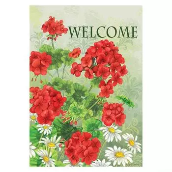 Приветственный цветочный садовый флаг 1 шт. 30 х 40 см(12x18 дюймов)