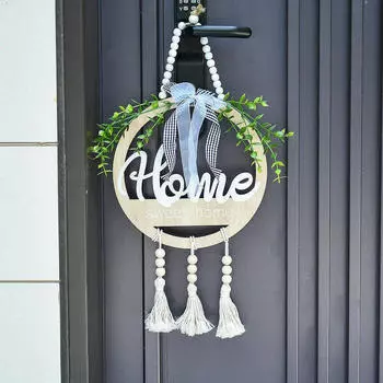 Приветственный подвесной знак на деревянную дверь с кисточкой-бантом многоразового использования на переднюю стенку