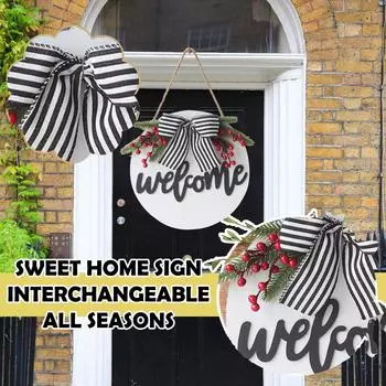 Приветственный венок Знак для крыльца фермерского дома Декор для деревенской двери Вешалки спереди