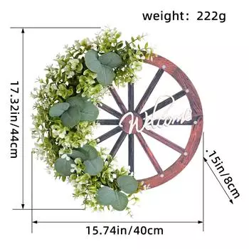 Приветственный весенний венок на колесе, имитация зеленого растения, венок на дверь, приветственное украшение на входную дверь