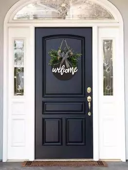 Приветственный знак для входной двери, Декор входной двери для крыльца фермерского дома, Приветственные венки в деревенском стиле, Круглый деревянный подвесной знак для домашнего наружного внутреннего декора