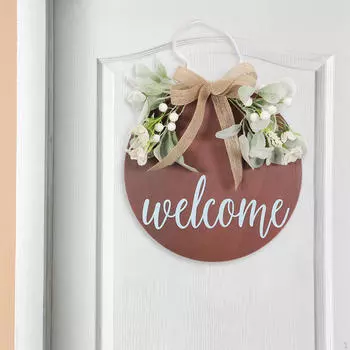 Приветственный знак для входной двери, деревенский круглый деревянный венок, подарок на новоселье, декоративное настенное украшение