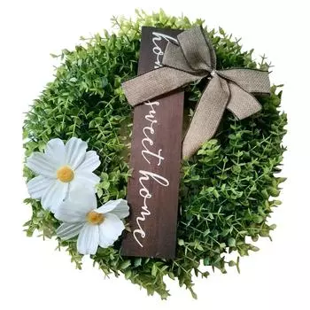 Приветственный знак и зеленый венок для украшения дома окна входной двери зелёный