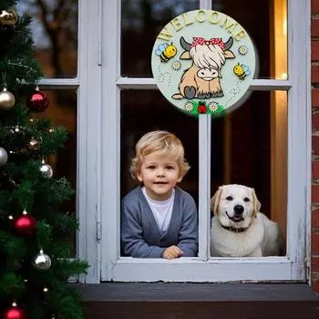 Приветственный знак «Корова Хайленд» из дерева с изображением пчелы и коровы Хайленд, деревенский настенный художественный знак для крыльца дома, весеннего декора фермерского дома C