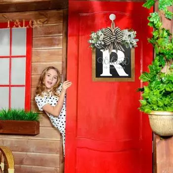 Приветственный знак на входную дверь с эвкалиптом, украшение для дома, привлекательный, шикарный, легко повесить, приветственный знак на входную дверь, товары для дома 40cm