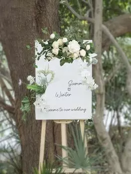 Приветственный знак, свадебный цветочный гирлянда, искусственные цветы, фон, гирлянда для церемонии, приемной двери, настенный мольберт, украшение для дома, прихожая, декор стола красный