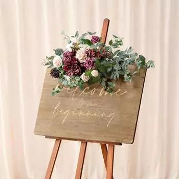 Приветственный знак, свадебный цветочный гирлянда, искусственные цветы, фон, гирлянда для церемонии, приемной двери, настенный мольберт, украшение для дома, прихожая, декор стола красный