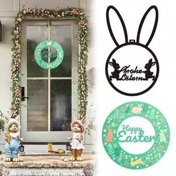 Приветственный знак в виде пасхального кролика, деревянный знак на дверь в виде кролика, деревенский декор на стену, знак для входной двери, крыльца, прихожей, товары для вечеринок зелёный