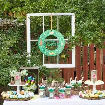 Приветственный знак в виде пасхального кролика, деревянный знак на дверь в виде кролика, деревенский декор на стену, знак для входной двери, крыльца, прихожей, товары для вечеринок зелёный