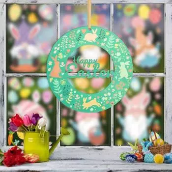 Приветственный знак в виде пасхального кролика, деревянный знак на дверь в виде кролика, деревенский декор на стену, знак для входной двери, крыльца, прихожей, товары для вечеринок зелёный