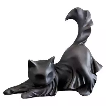 Привидение Черный Кот Украшение Смола Хэллоуин Привидение Кот Фигурка Жуткий Котенок Настольная Скульптура Подарок для Любителей Кошек чёрный