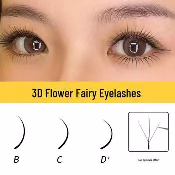 Привитые накладные ресницы Sandwich Clover Fairy Barbie, густые натуральные мягкие 12mm Natural Black