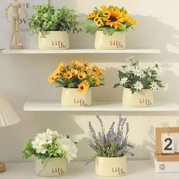 Привлекательная имитация подсолнечника бонсай реалистичная пластиковая шелкография создает жизненную силу A