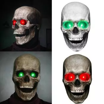 Привлекательная маска для лица в стиле косплея, приятная на ощупь эмульсия, подвижный рот, челюсть, светящийся реалистичный череп
