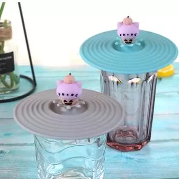 Привлекательная пищевая пылезащитная красочная мультяшная милая силиконовая крышка для чашки, товары для дома, крышка для чашки для напитков A