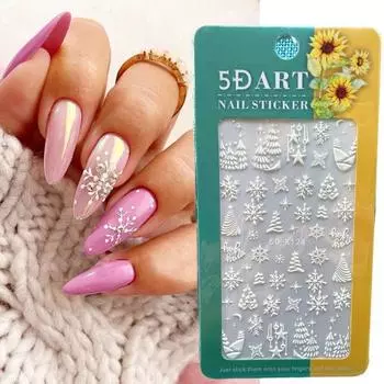 Привлекательная рождественская наклейка для ногтей, изысканный узор, отличная самоклеящаяся наклейка в стиле рождественской снежинки A