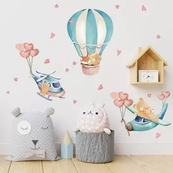Привлекательная самоклеящаяся устойчивая к выцветанию наклейка на стену с изображением животных для детской комнаты, мультяшная наклейка для гостиной