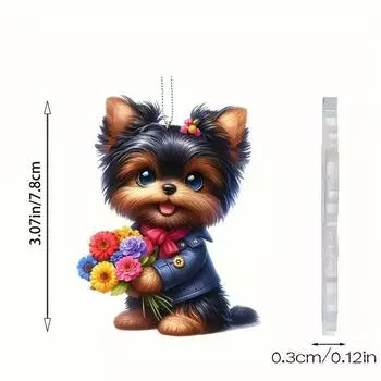 Привлекательное акриловое подвесное украшение в виде собаки для праздничного зеркала заднего вида