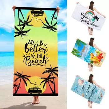 Привлекательное полотенце для душа, ветрозащитное, водопоглощающее, без линения, с принтом растений, пляжная ткань для ванной, полотенце для купания, ежедневное использование D