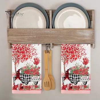 Привлекательное сильное впитывающее удобное полотенце для посуды на День святого Валентина с цветочным принтом автомобиля, кухонное полотенце для посуды, кухонные аксессуары