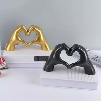 Привлекательное уникальное украшение в виде скульптуры в форме сердца из смолы для свадебного украшения гостиной золотистый