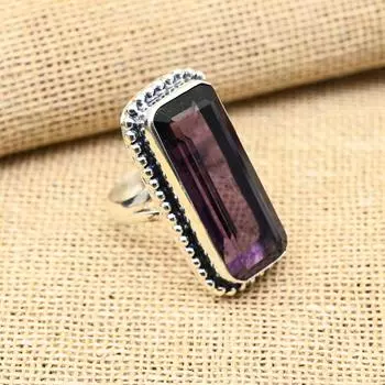 Привлекательное ювелирное кольцо из стерлингового серебра 925 пробы ручной работы с аметистом и драгоценным камнем для свадебного подарка 4 фиолетовый