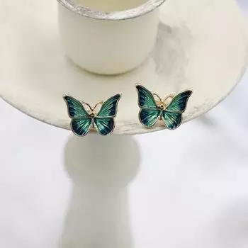 Привлекательные элегантные милые серьги-гвоздики, минималистичные серьги-гвоздики в форме бабочек, модные аксессуары синий