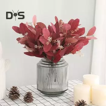 Привлекательные имитации листьев эвкалипта, устойчивые к выцветанию, изысканные реалистичные имитации листьев эвкалипта зелёный