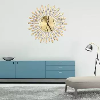 Привлекательные настенные часы, изысканные блестящие металлические бесшумные стразы, подвесные художественные часы для дома золотистый