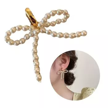 Привлекательные женские серьги-кольца с бантом, потрясающие серьги-гвоздики с жемчугом и бусинами в виде банта для повседневной носки, свиданий, вечеринок