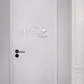 Привлекательный 3 цвета, прочный красивый приветственный знак с бабочкой, настенная наклейка, зеркальная наклейка чёрный