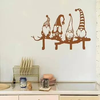 Привлекательный держатель для ключей с четырьмя крючками, настенное крепление, декор в виде гнома, настенный держатель для ключей с четырьмя крючками, декор в виде гнома серебряный